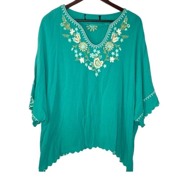 Francesca's Dolman Flowy Embroidered Floral Blouse - Picture 1 of 6
